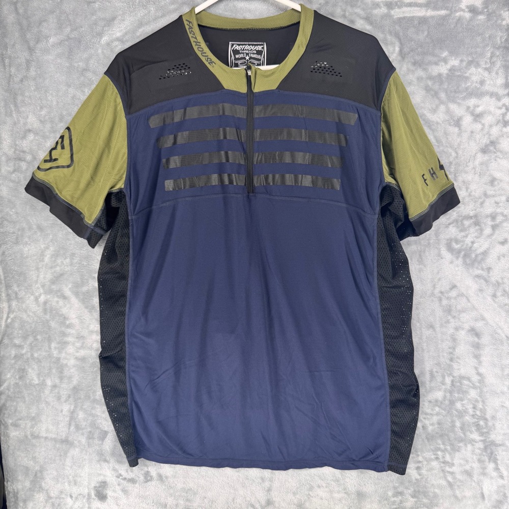 Fasthouse Mens XL cycling Jersey Short Sleeve Dirt Bike Motocross  Blue‎
